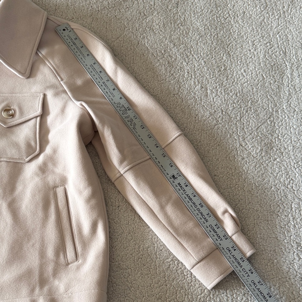 Crown Linen Designs Wool Cashmere Blend Women's Blush Utility Jacket Large New - Picture 8 of 10